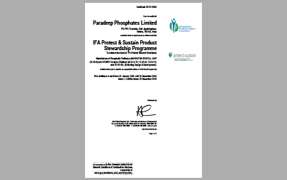 Obtained Product Steward Excellence Certificate under IFA Protect and Sustain Product Stewardship Programme
