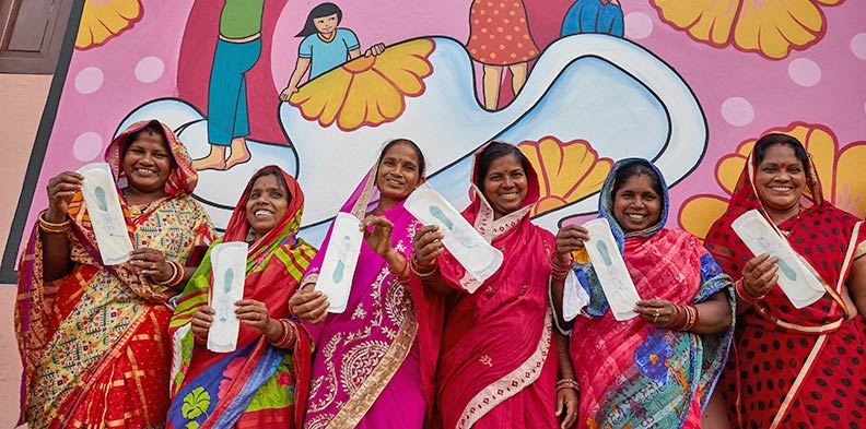 Women workers at the sanitary pad unit